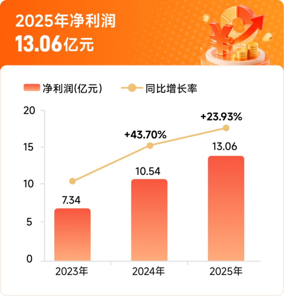 2025年净利润13.06亿元